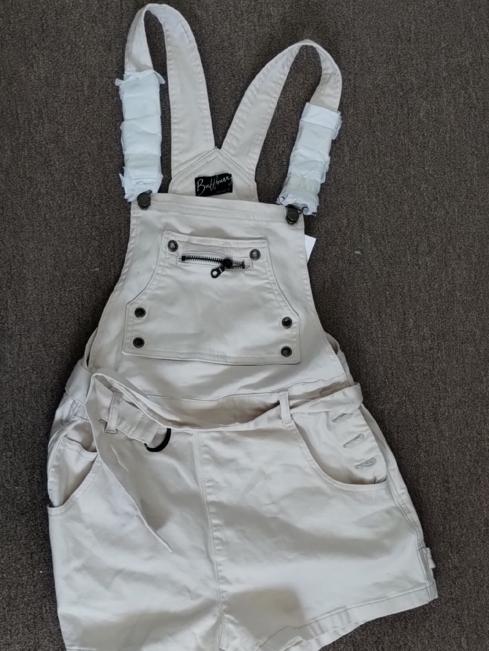Buffbunny Ivory Over-it-alls Short Overalls